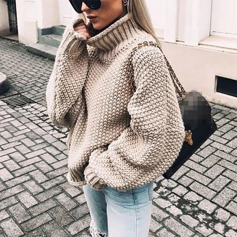 Dickes Winterkleid | Rollkragen Pullover Wärmer Damen