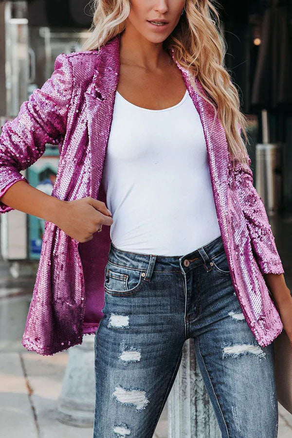 Eleganter Blazer Damen Pailletten Detail