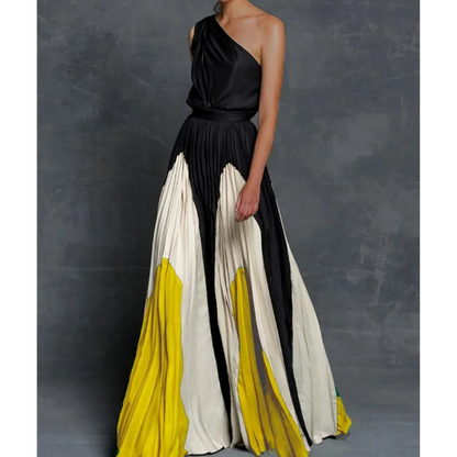 Damen Maxikleid Asymmetrisch Elegant Lang - IdealeKleiden