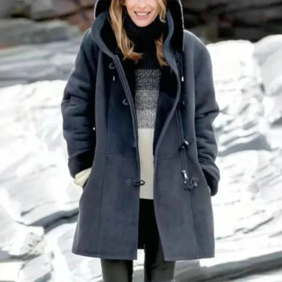 Kapuzenjacke Mittellang Bequem Fleece-Innenleben