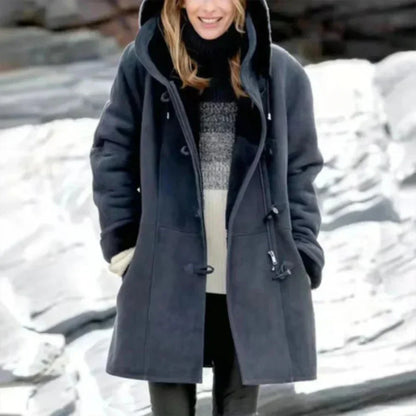 Kapuzenjacke Mittellang Bequem Fleece-Innenleben