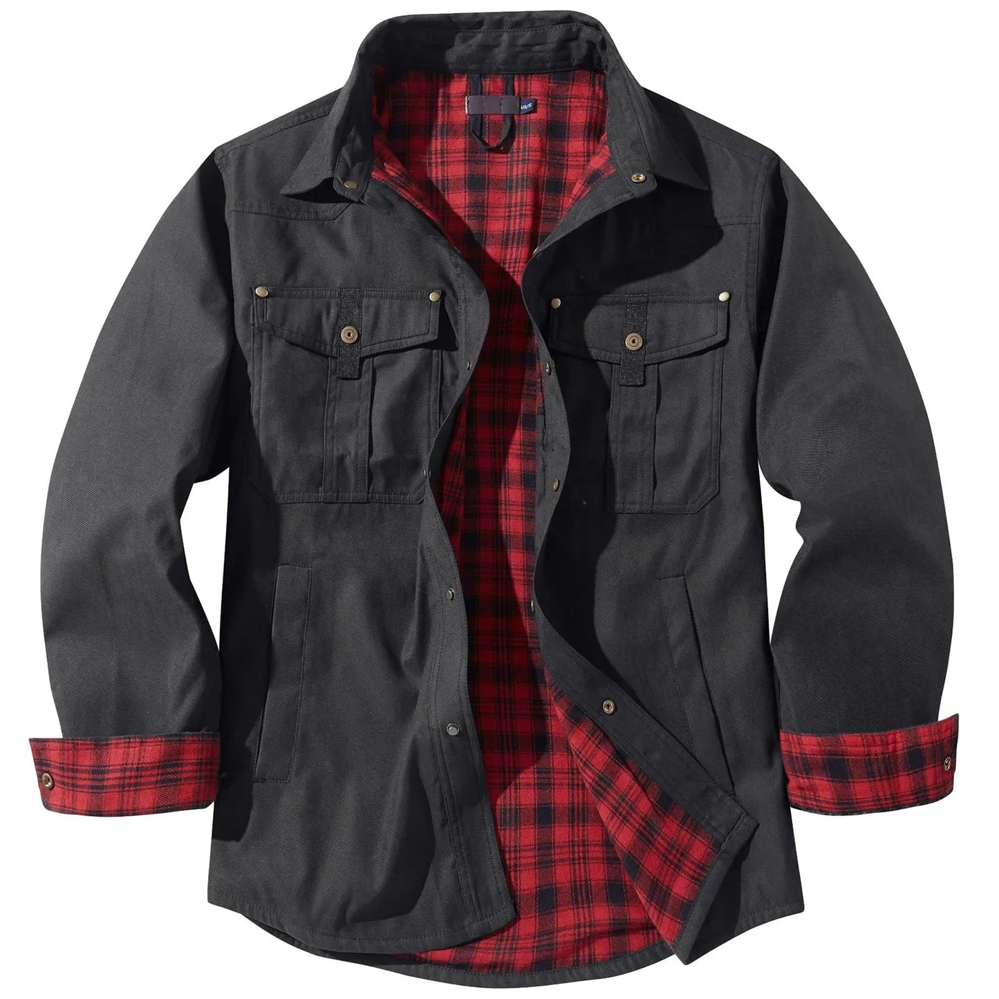 Große Größen Herrenjacke Flanell Karomuster Kapuze