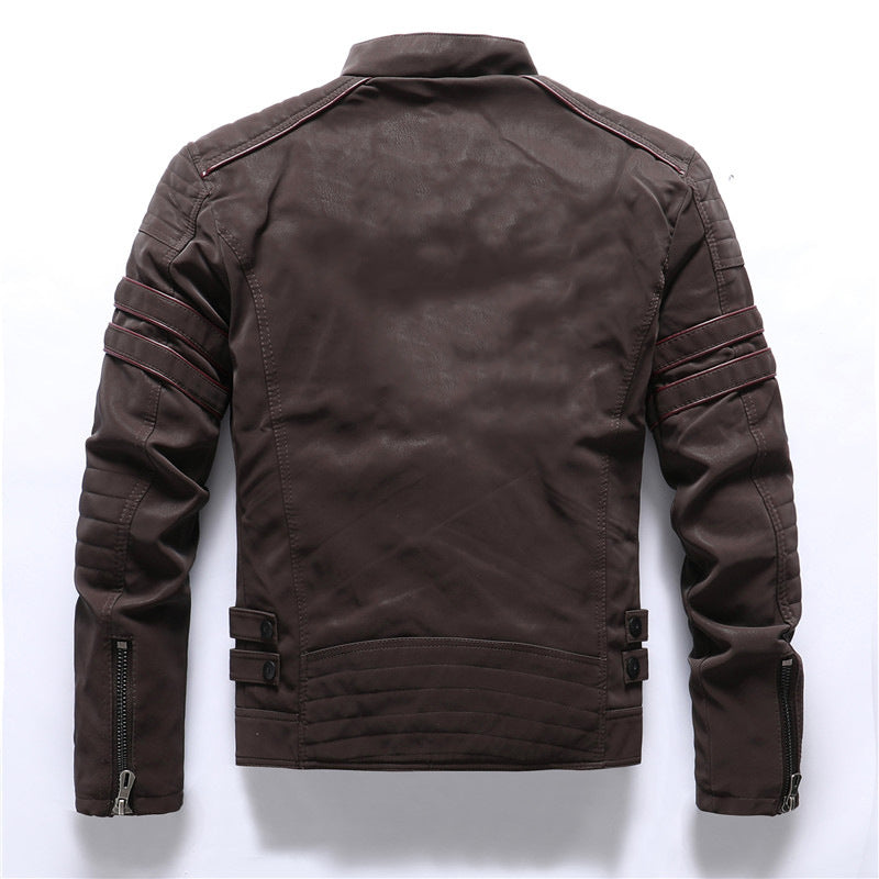 Herren Lederjacke Bikerstyle Rot - IdealeKleiden