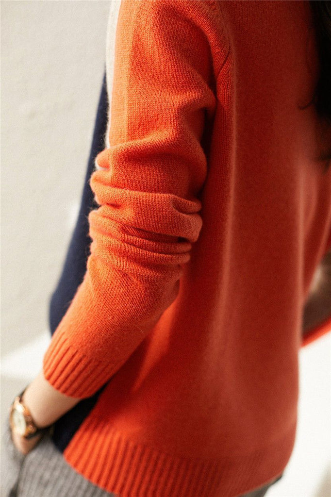 Stylisher Pullover Farbblock Modern - IdealeKleiden