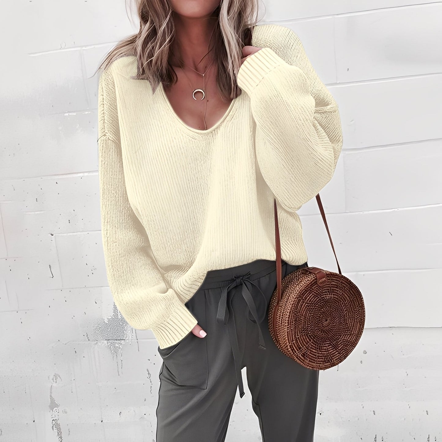 Damen Pullover Bequem Oversized