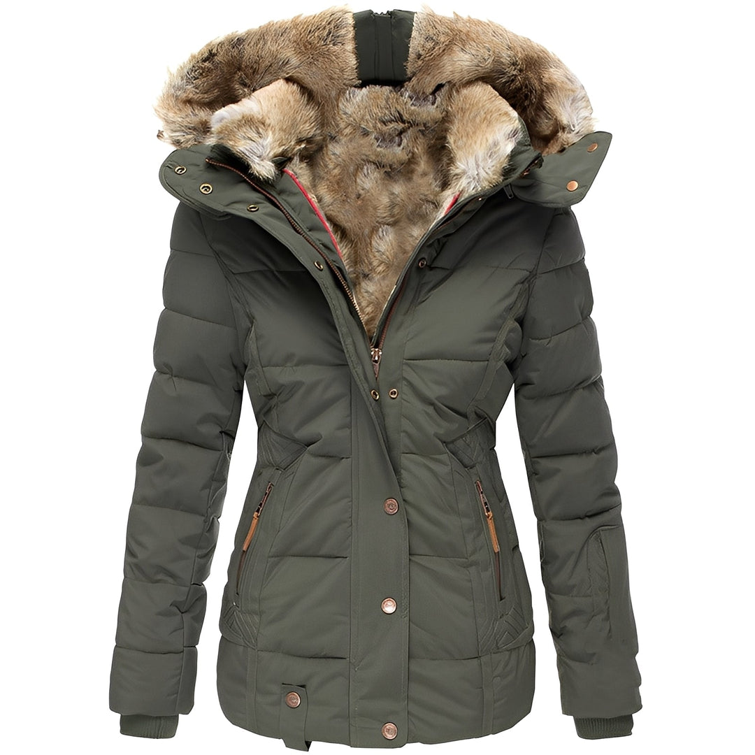 Elegantes Damenjacken | Schlankes Winterjacket mit Pelzkragen