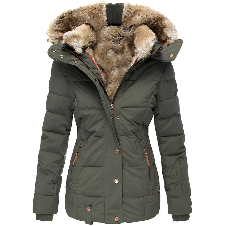 Elegantes Damenjacken | Schlankes Winterjacket mit Pelzkragen