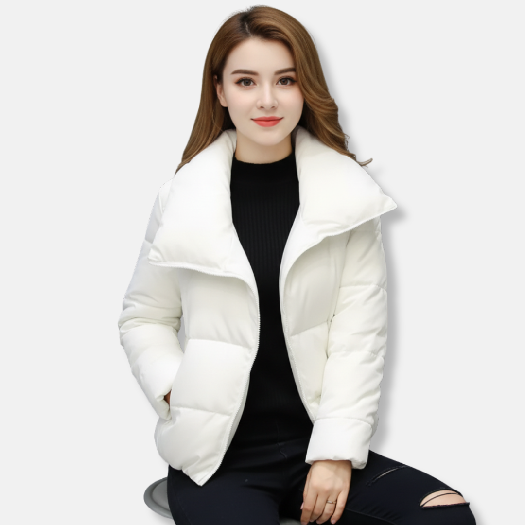Kleid Damen Kurz Trichterkragen Reißverschluss
