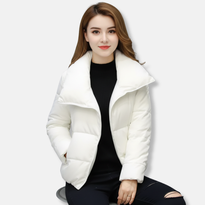Kleid Damen Kurz Trichterkragen Reißverschluss