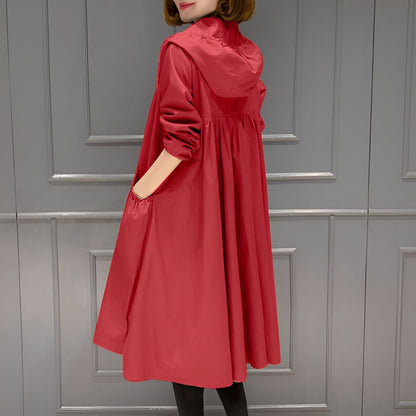 Stylischer Damen Regenmantel Kapuze
