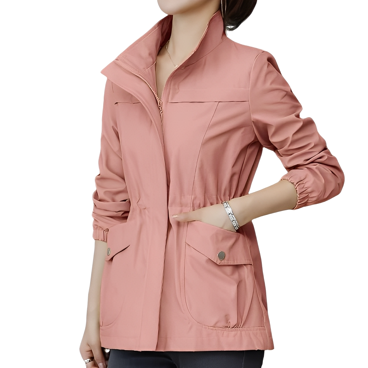 Modische Damenjacke mit verstellbarem Bund