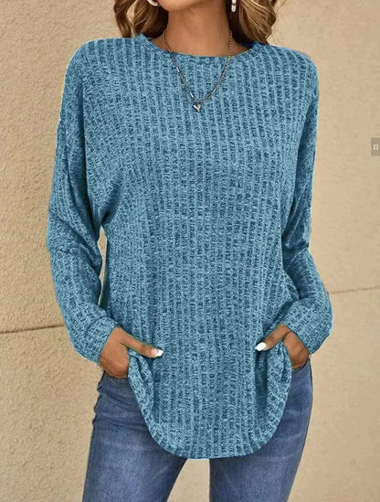 Weiche Strickpullover Damen Lässig Bequem Langarm