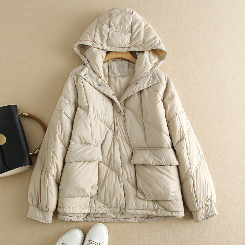 Stylische Daunenjacke Damen Kapuze Farbenfroh