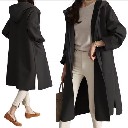 Lange Winterjacke Kapuze Offener Stil