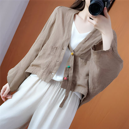 Bequemer Cardigan Kurz Locker Mit Taschen