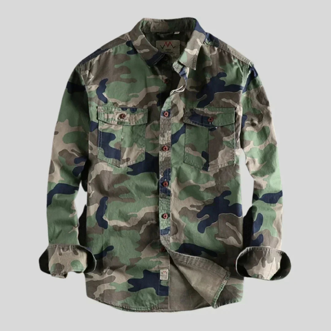 Herren Overshirt Camo Langarm mit Knöpfen