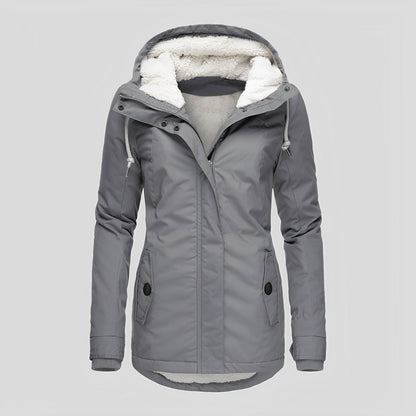 Damenschutzjacke Warm Plüsch Kapuze Winter