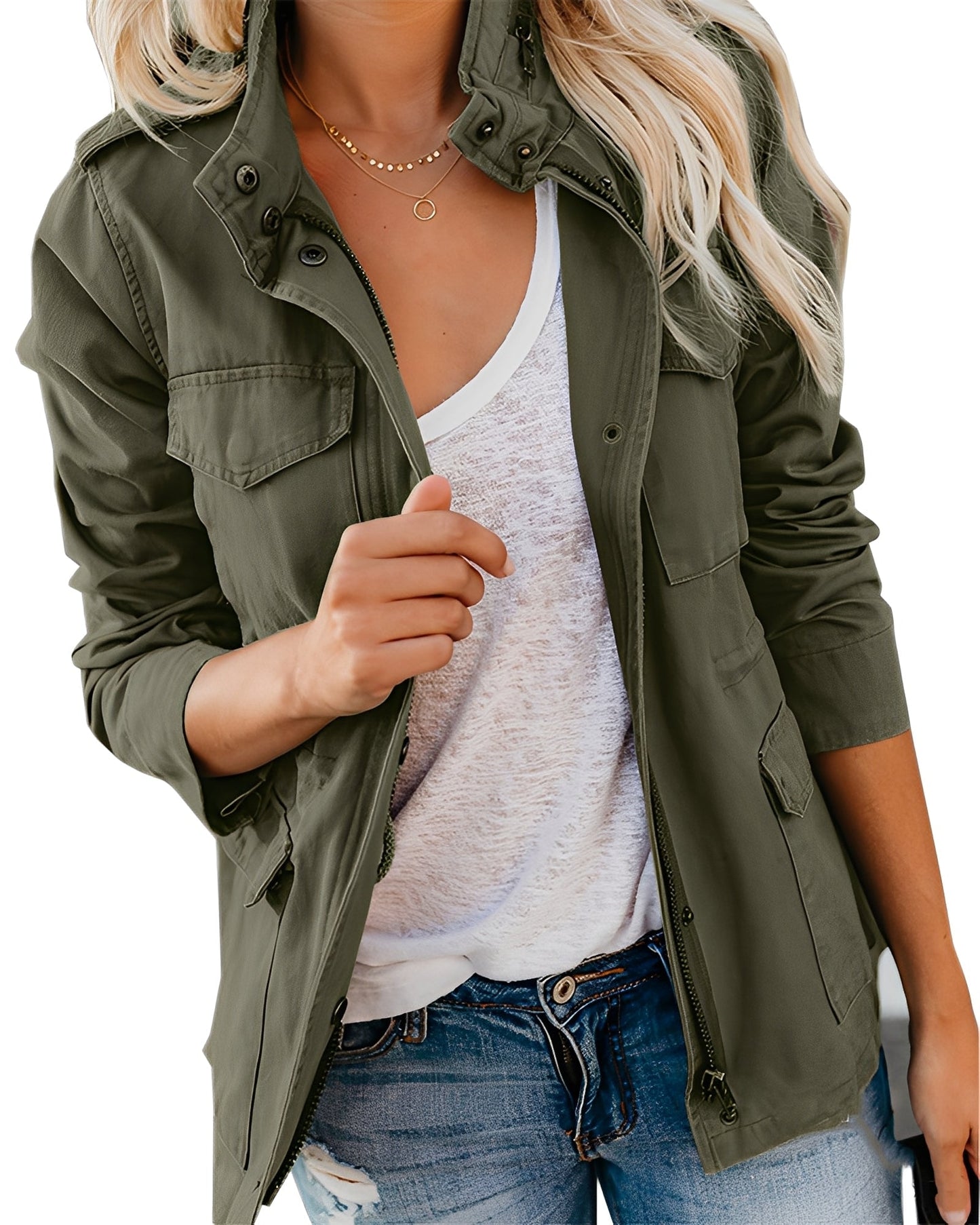 Damen Jeansjacke Bequem Mit Reißverschluss