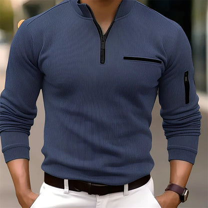 Moderner Streifen Pullover mit Taschen Herren