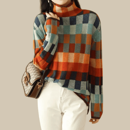 Weicher Cashmere Pullover Patchwork Design