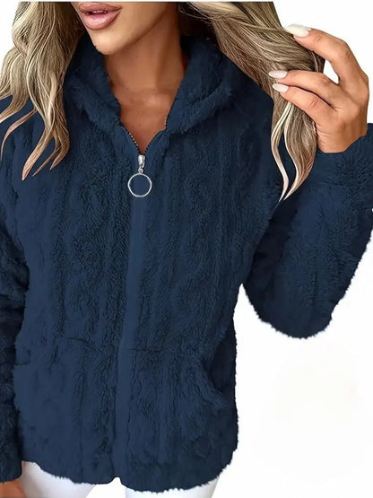 Klassischer Langarm Pullover mit Kapuze und Reißverschluss