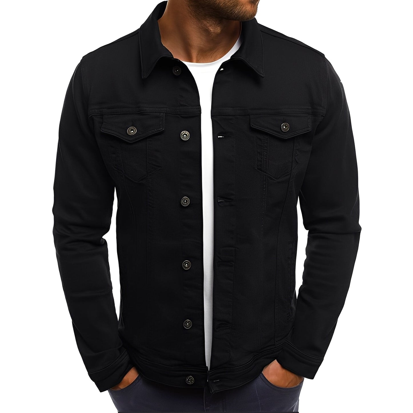 Männer Denimjacke Modern mit Taschen