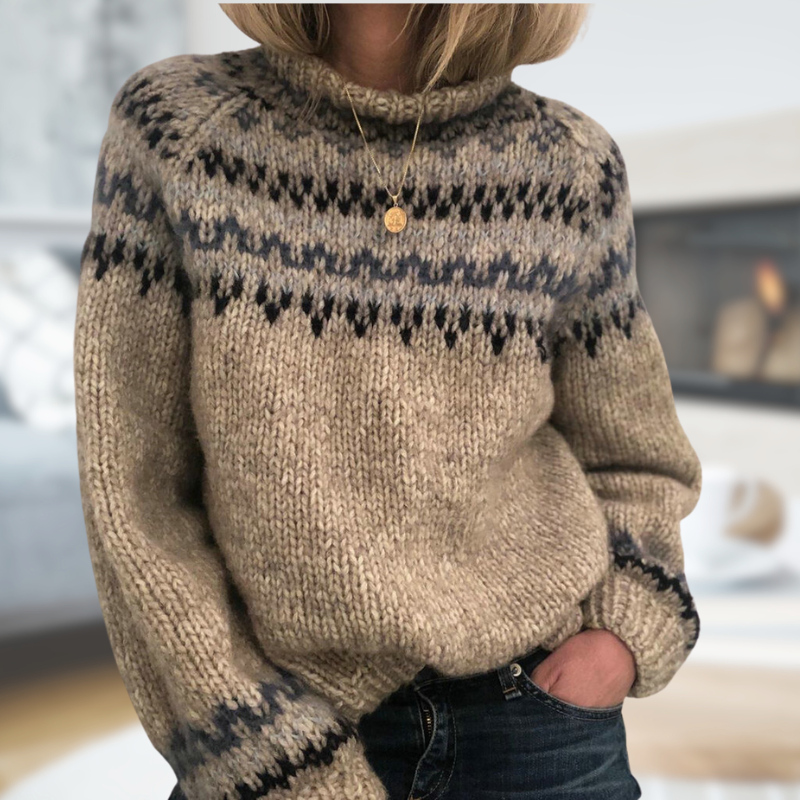 Isländischer Wollpullover Muster Strick Warme Kaschmir Qualität - IdealeKleiden