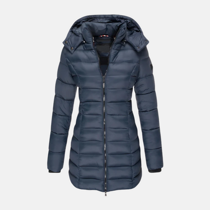 Slim Fit Pufferjacke Mittellang Kapuze