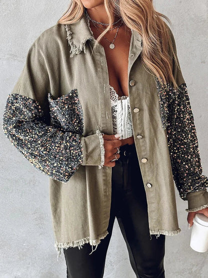 Glamour Jeansjacke mit Pailletten Effekt
