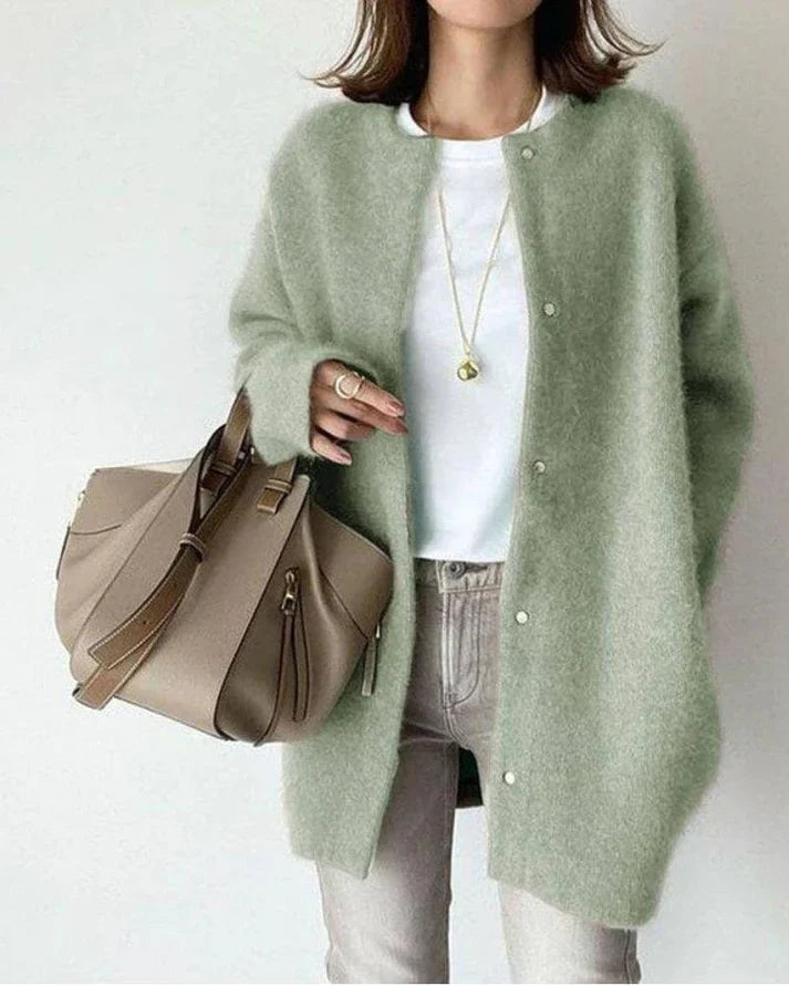 Weiche Strickjacke Wolle Mohair Winter