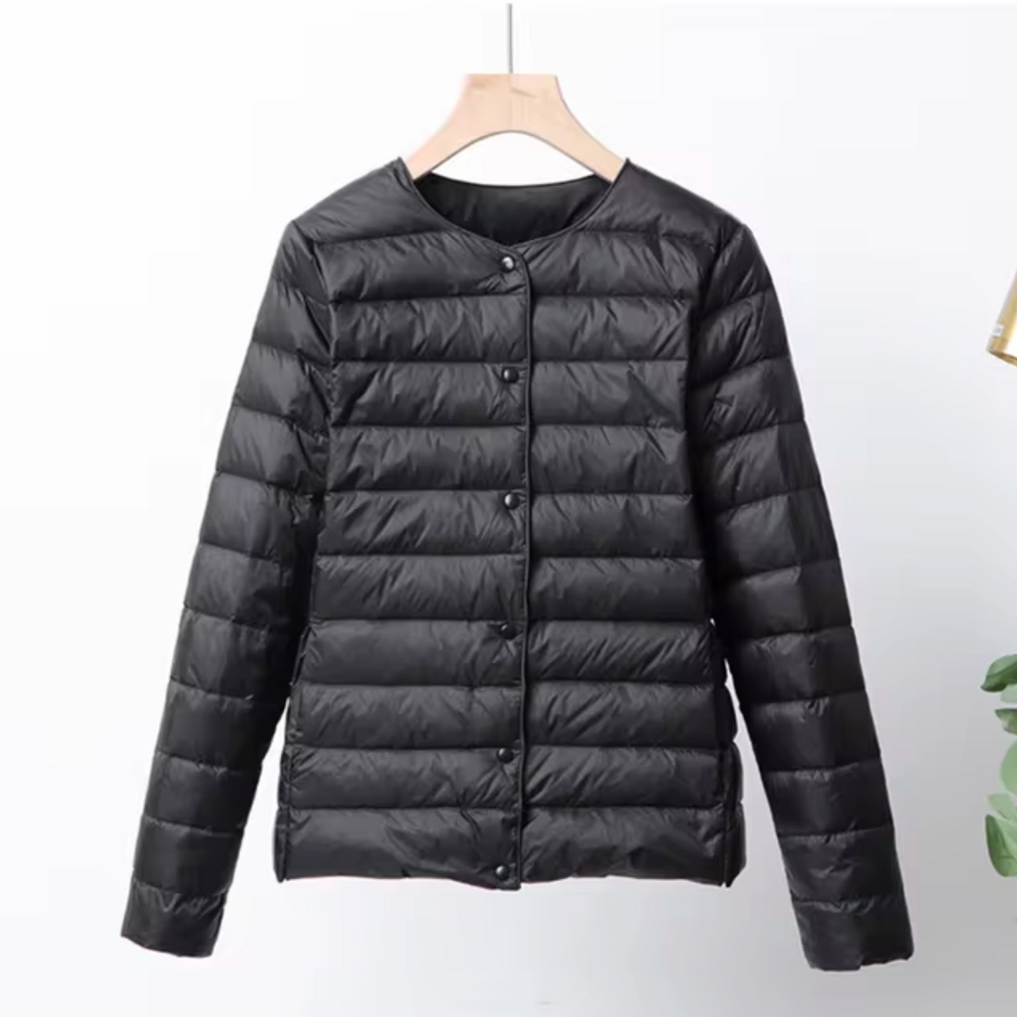 Daunenjacke Damen Slim Fit Leicht Wattierte Kapuzelessen Kurzjacke