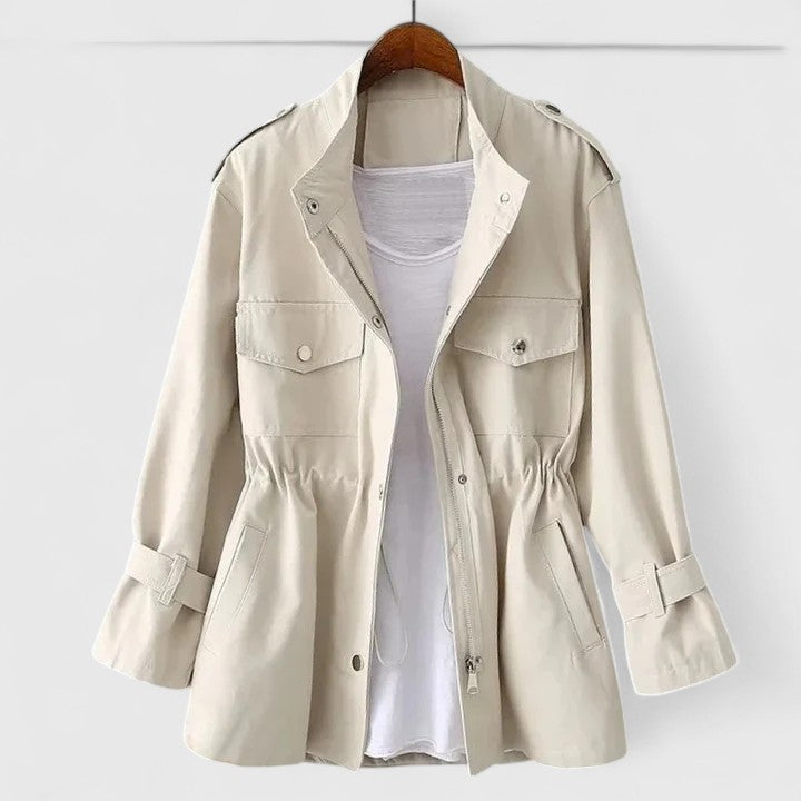 Damen Safari-Mantel Langarm Elegant