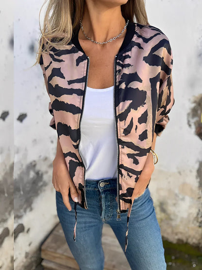 Stylische Damen Lederjacke Reißverschluss