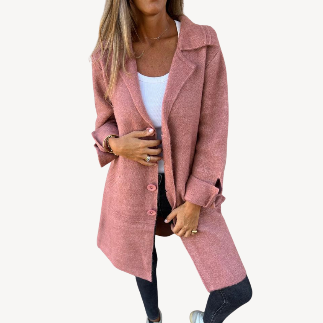 Frauen Langjacke Wollmischung mit Knöpfen - IdealeKleiden