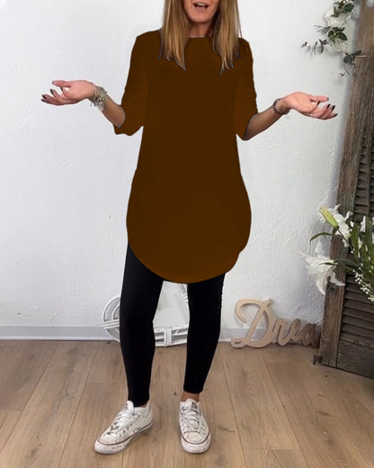 Damenkleid Rundhals Ausschnitt Eleganz