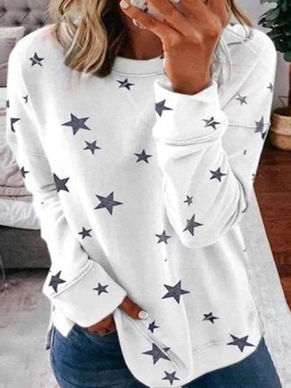 Warmes Winterkleid | Stern-Motiv Rundhals Pullover Damen