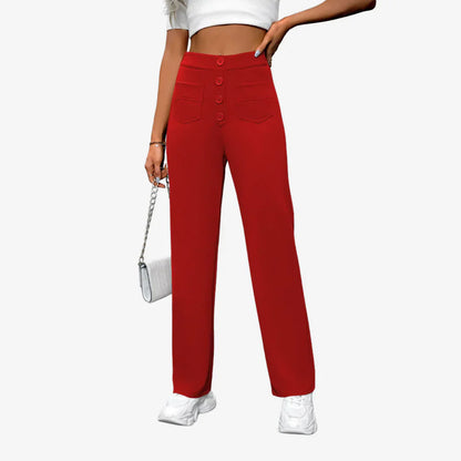 Damen Hose Hoch Tailliert Gerades Bein
