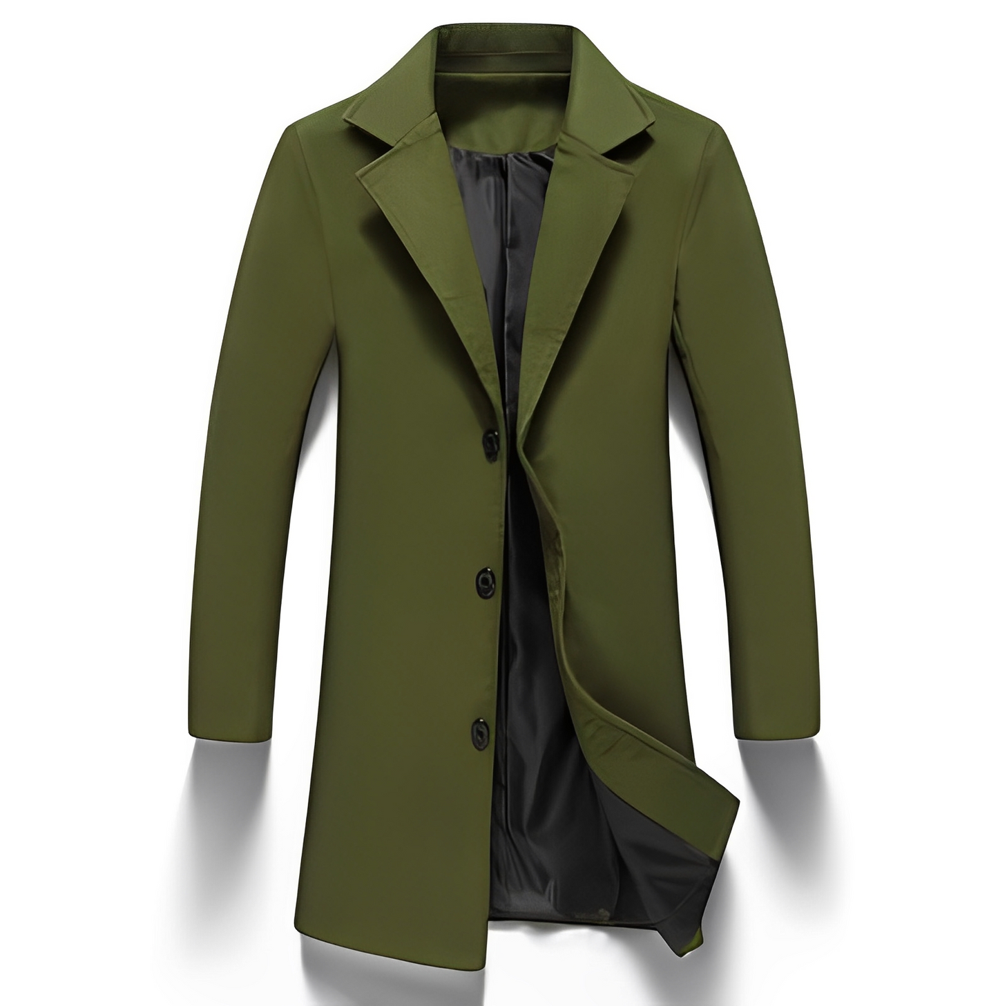 Eleganter Herren Wollmantel Formal Schwarz