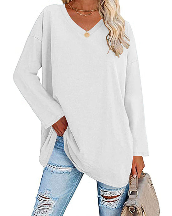 Elegante Damenbluse Langärmlig V-Ausschnitt