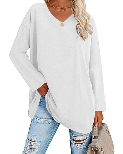 Elegante Damenbluse Langärmlig V-Ausschnitt