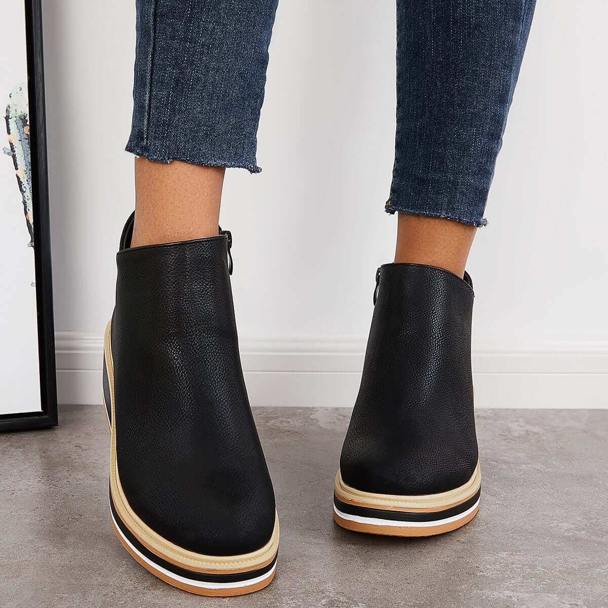 Stilvolle Stiefeletten Mit Reißverschluss Hoher Absatz - IdealeKleiden
