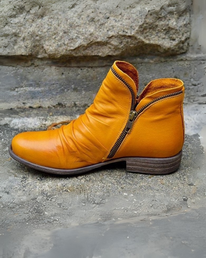 Stilvolle Lederstiefel Mit Reißverschluss
