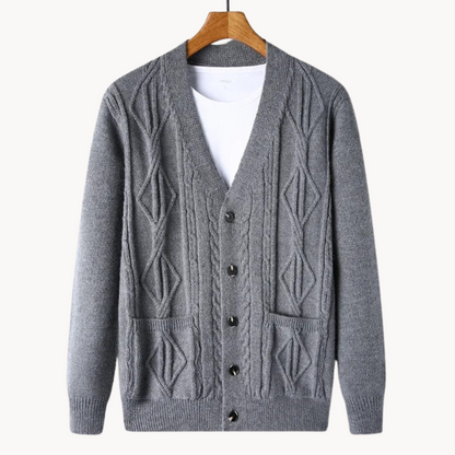 Herren Cardigan Gerippt Elegант Schwarz