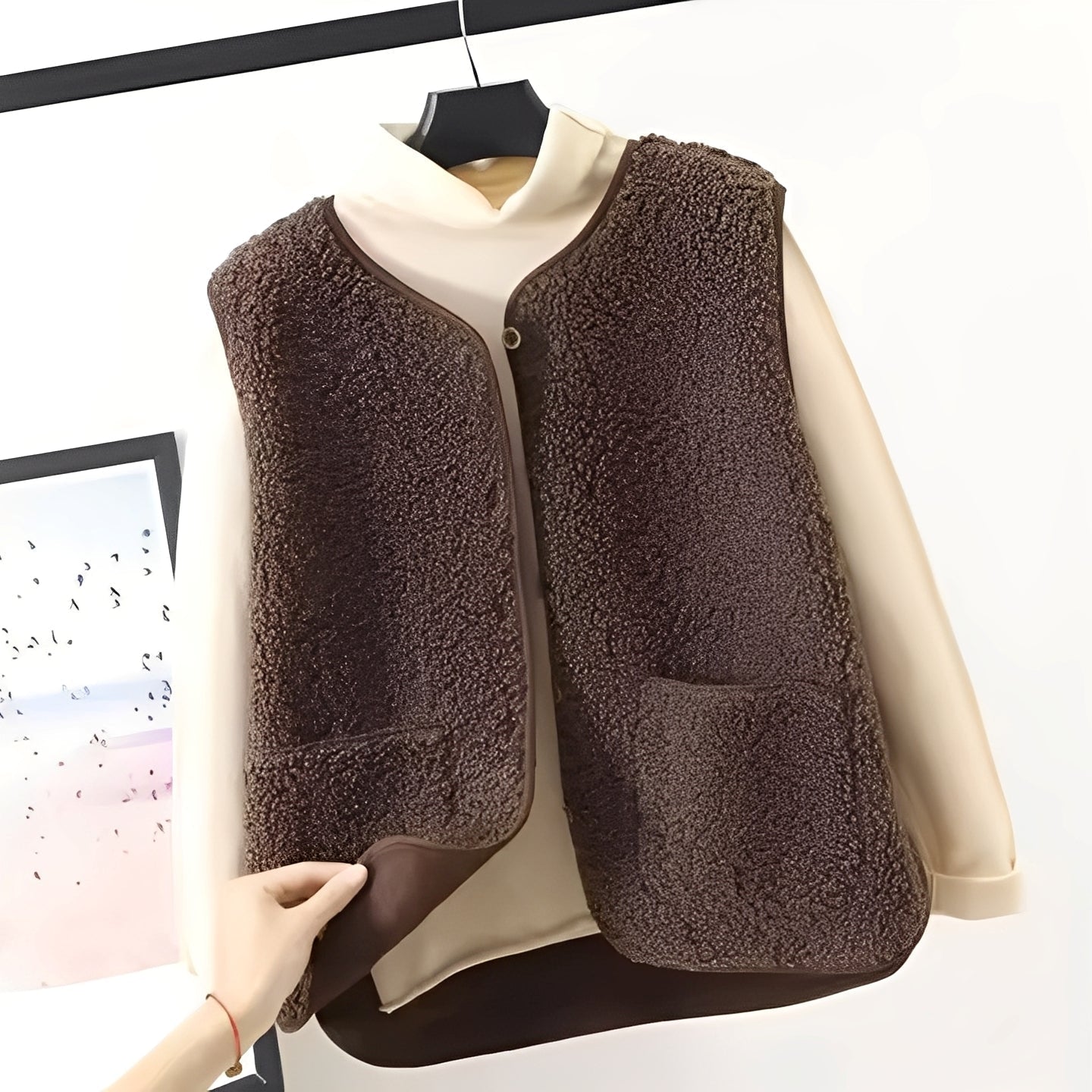 Stylische Damenjacke Plüsch Soft mit Taschen