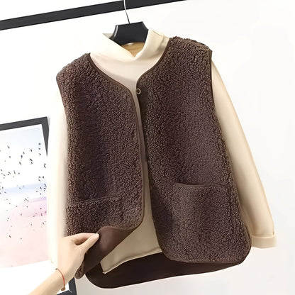 Stylische Damenjacke Plüsch Soft mit Taschen