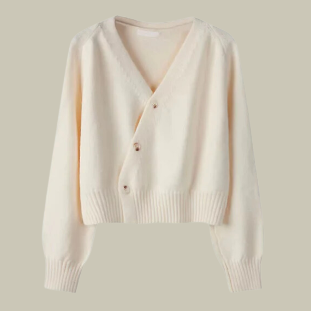 Damen Merinowoll-Strickjacke Weich V-Ausschnitt