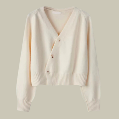 Damen Merinowoll-Strickjacke Weich V-Ausschnitt