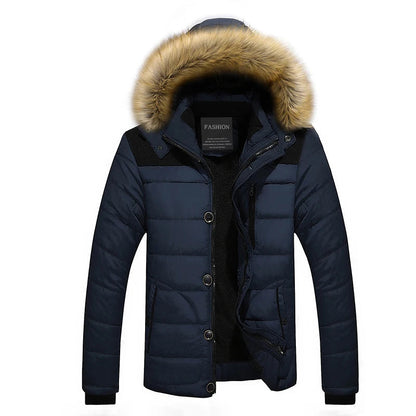 Herren Daunenparka Warm mit Faux-Pelz-Kragen
