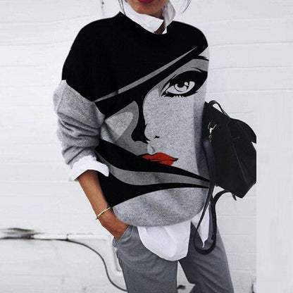 Bequemes Sweatshirt mit Grafikdruck und Rundhals