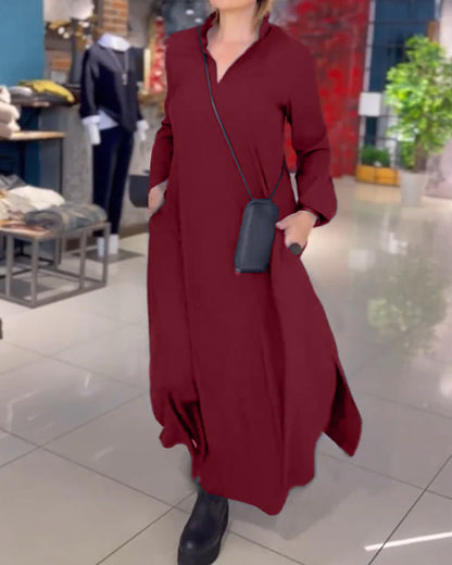 Elegantes Abendkleid Lang Mit Seitenschlitz